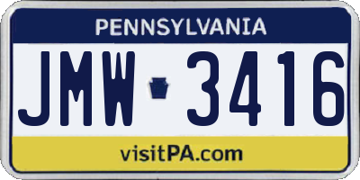 PA license plate JMW3416