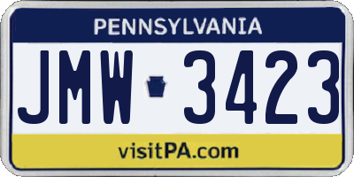 PA license plate JMW3423