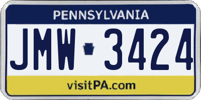 PA license plate JMW3424