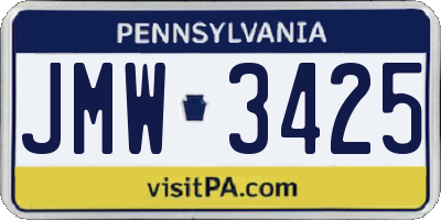 PA license plate JMW3425