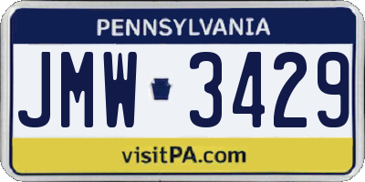 PA license plate JMW3429