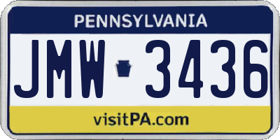 PA license plate JMW3436