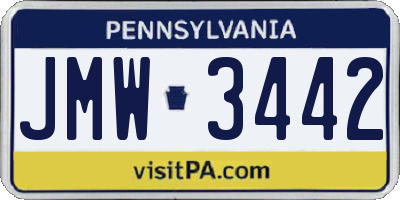 PA license plate JMW3442