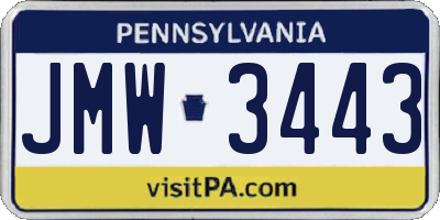 PA license plate JMW3443