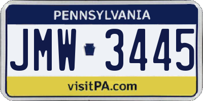 PA license plate JMW3445