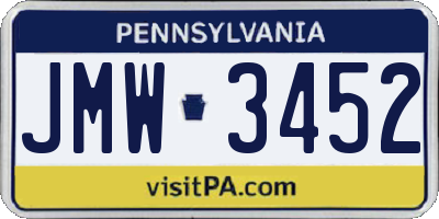 PA license plate JMW3452
