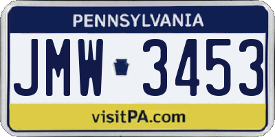 PA license plate JMW3453