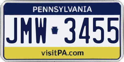 PA license plate JMW3455