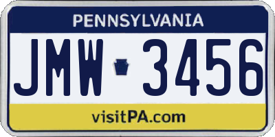 PA license plate JMW3456