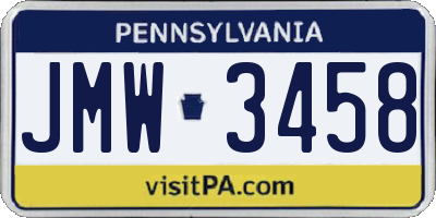 PA license plate JMW3458