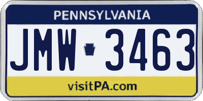 PA license plate JMW3463