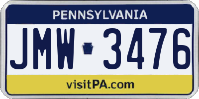 PA license plate JMW3476