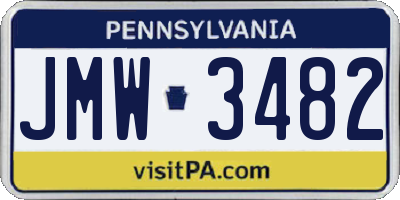 PA license plate JMW3482