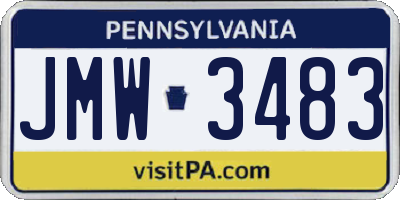 PA license plate JMW3483