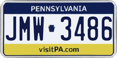 PA license plate JMW3486