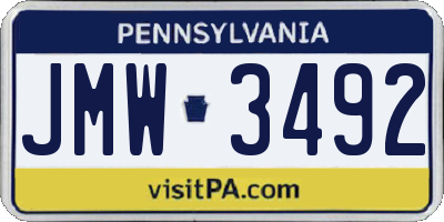 PA license plate JMW3492