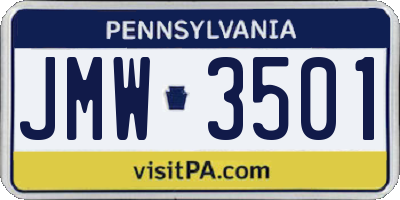 PA license plate JMW3501