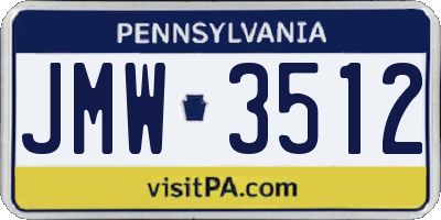 PA license plate JMW3512