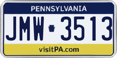 PA license plate JMW3513