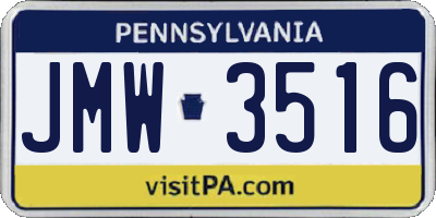 PA license plate JMW3516