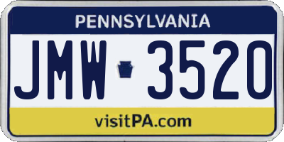PA license plate JMW3520