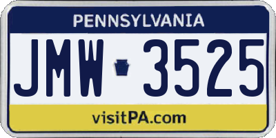 PA license plate JMW3525