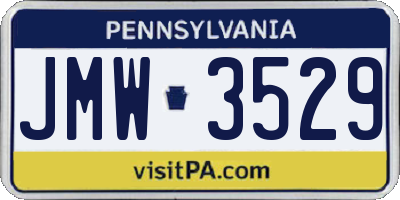 PA license plate JMW3529