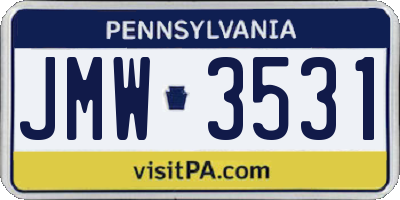 PA license plate JMW3531