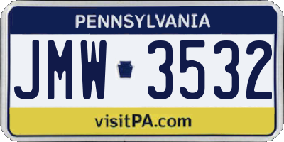 PA license plate JMW3532