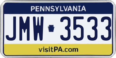 PA license plate JMW3533
