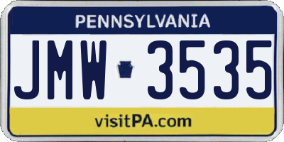 PA license plate JMW3535