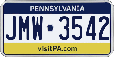 PA license plate JMW3542