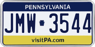 PA license plate JMW3544