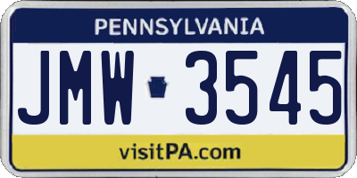 PA license plate JMW3545