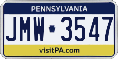 PA license plate JMW3547