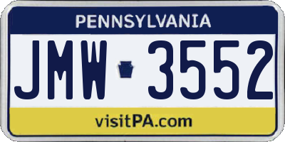 PA license plate JMW3552