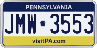 PA license plate JMW3553
