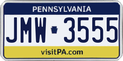 PA license plate JMW3555
