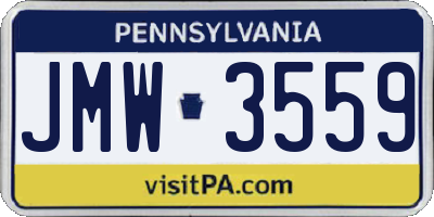 PA license plate JMW3559