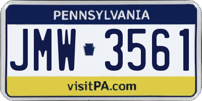 PA license plate JMW3561