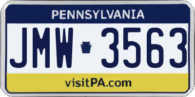 PA license plate JMW3563