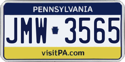 PA license plate JMW3565