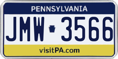PA license plate JMW3566