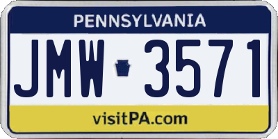 PA license plate JMW3571