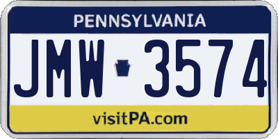 PA license plate JMW3574