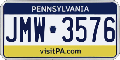 PA license plate JMW3576