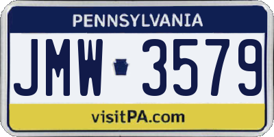 PA license plate JMW3579