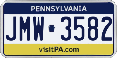 PA license plate JMW3582