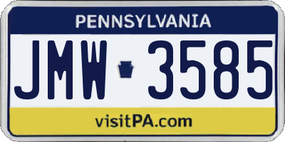 PA license plate JMW3585