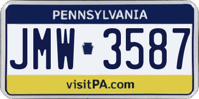 PA license plate JMW3587